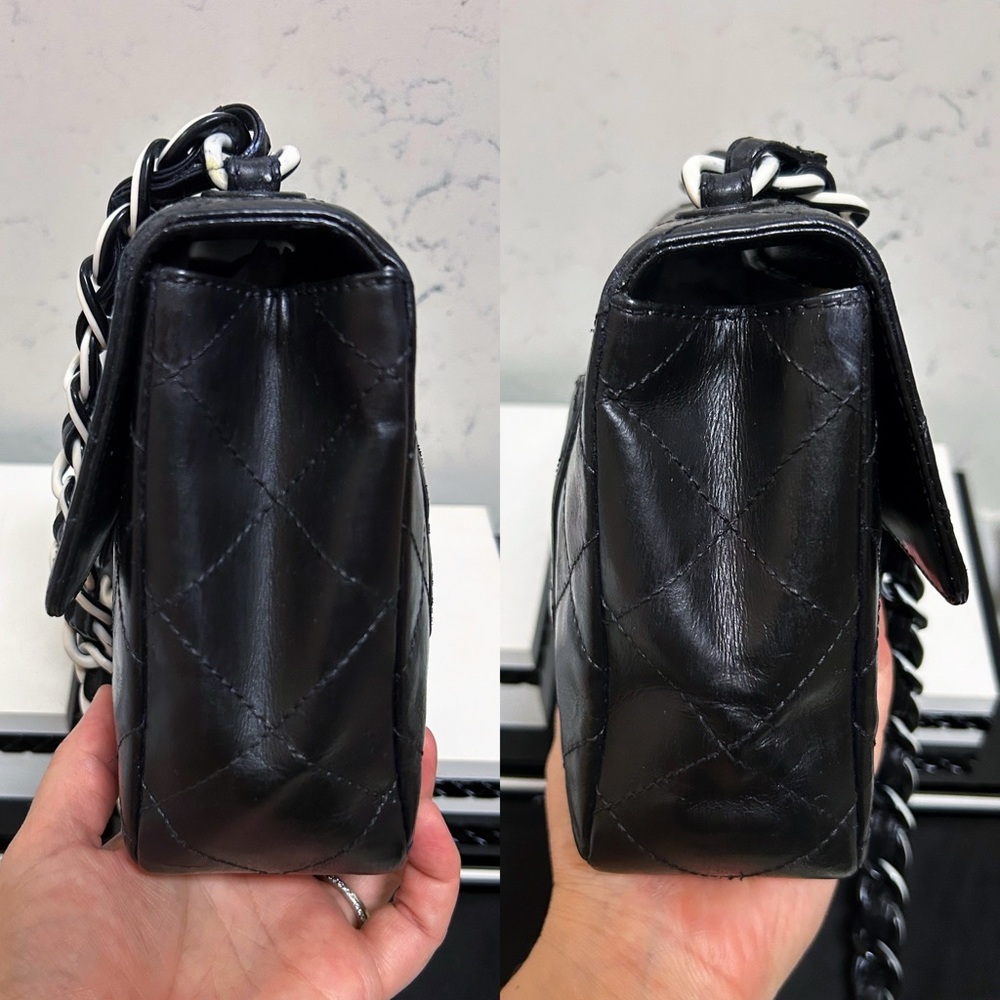Authentic Chanel RARE Limited Ed. Medium Black & White Classic Single Flap Bag - Picture 5 of 16
